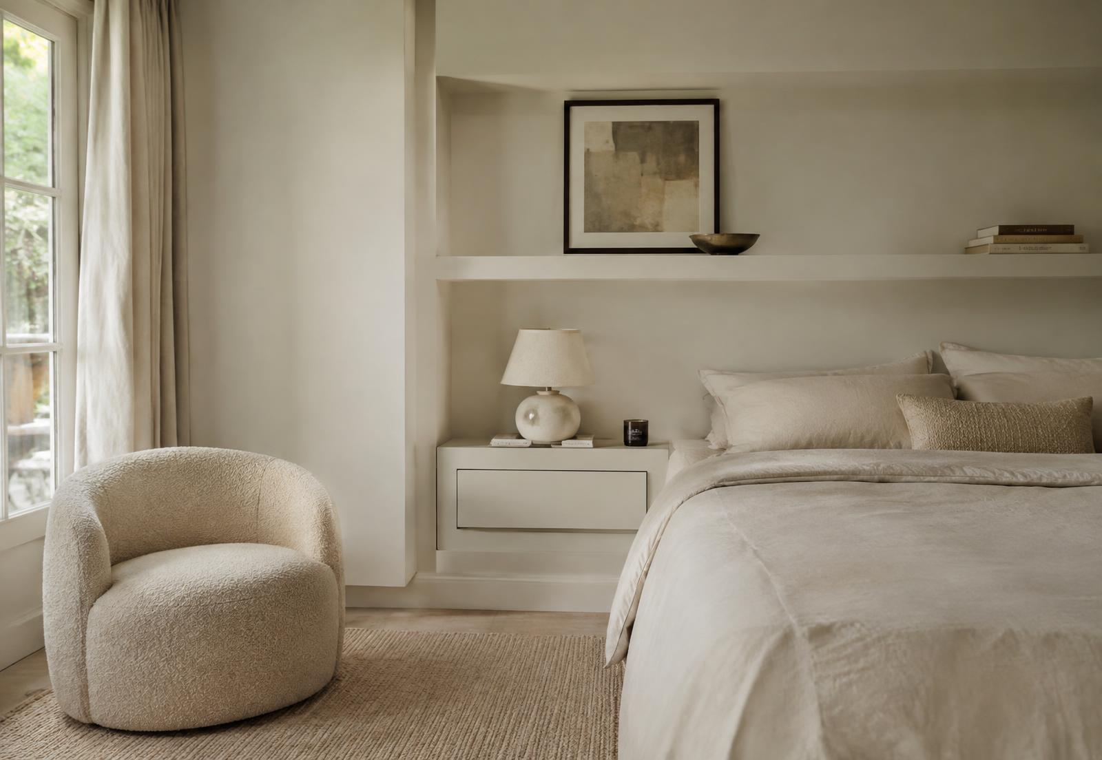 Quarto em tons naturais